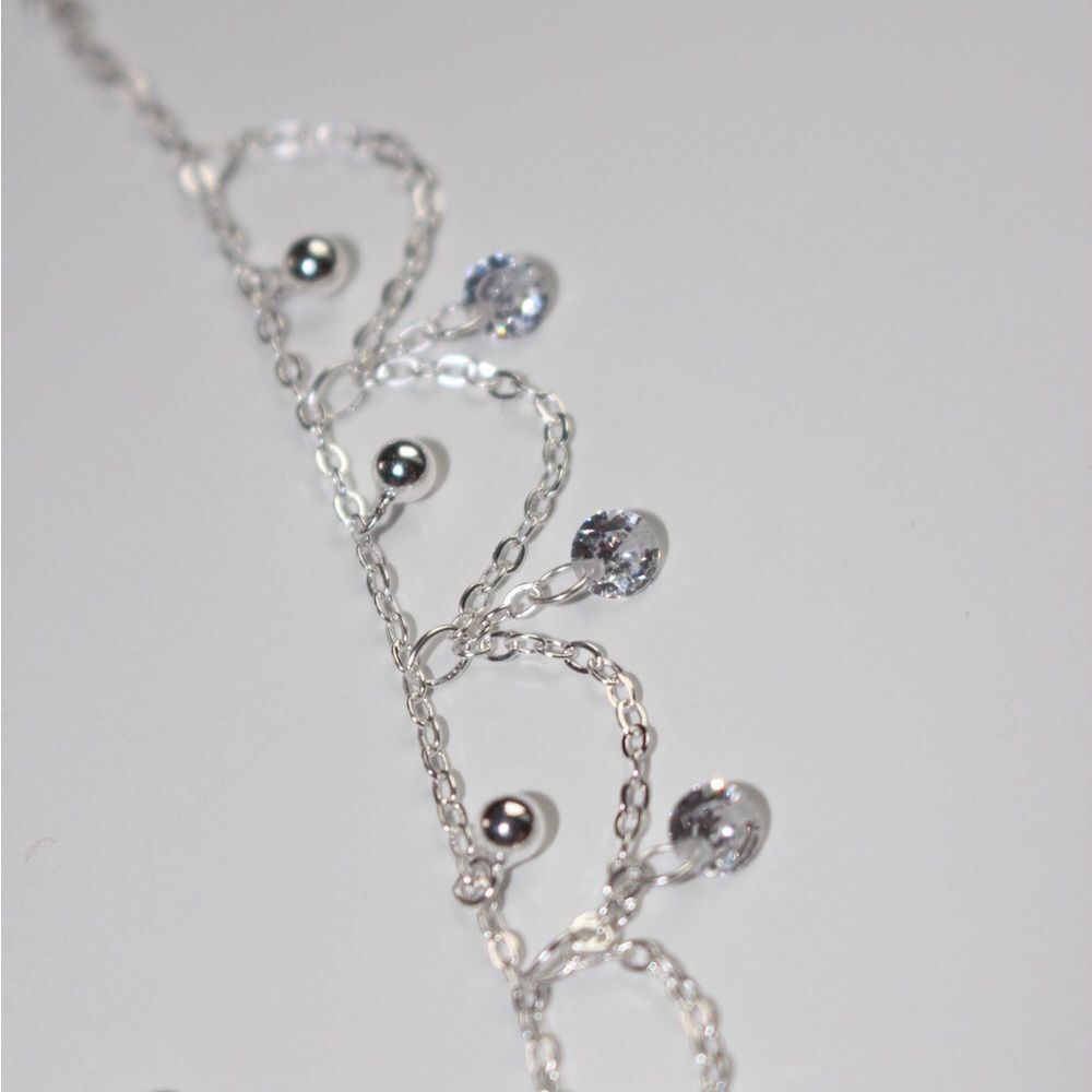 New Zirconia drop handmade sterling silver choker - Picture 3 of 6